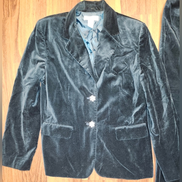 THIS IS A GEM! Womens Sz 14 Judith Hart Forest Green Velvet Style Suit - Picture 3 of 14